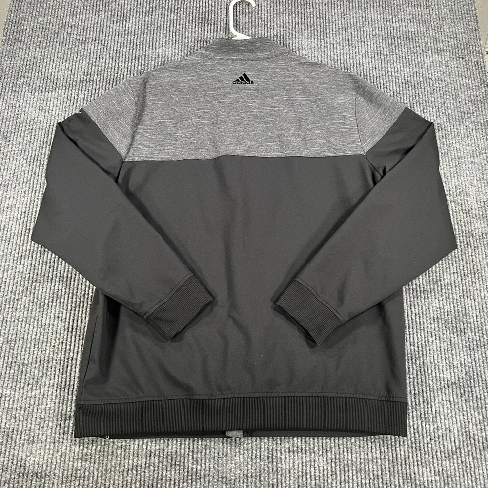Adidas Jacket Mens Large Black Long Sleeve Full Zip Golf Outdoor Casual